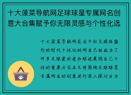 十大菠菜导航网足球球星专属网名创意大合集赋予你无限灵感与个性化选择 - 副本